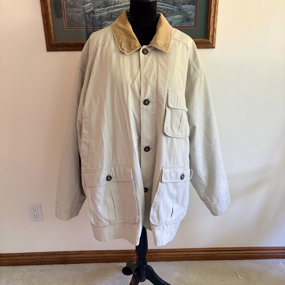 Northeast Outfitters Barn Coat Mens XL Beige Canvas Flannel Lined Field Jacket
